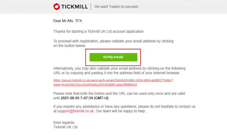 Tickmill账户注册第四步