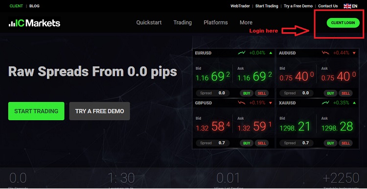 登录 IC market 账户