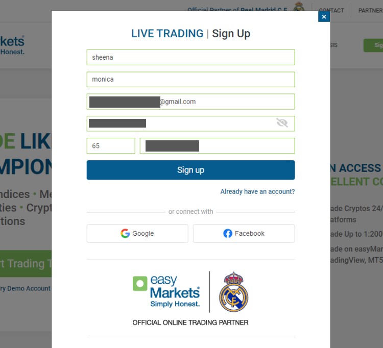 How to Open Account in easyMarkets