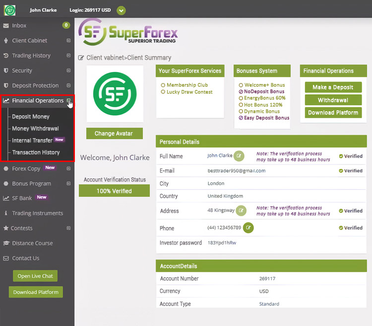 SuperForex Deposit 2