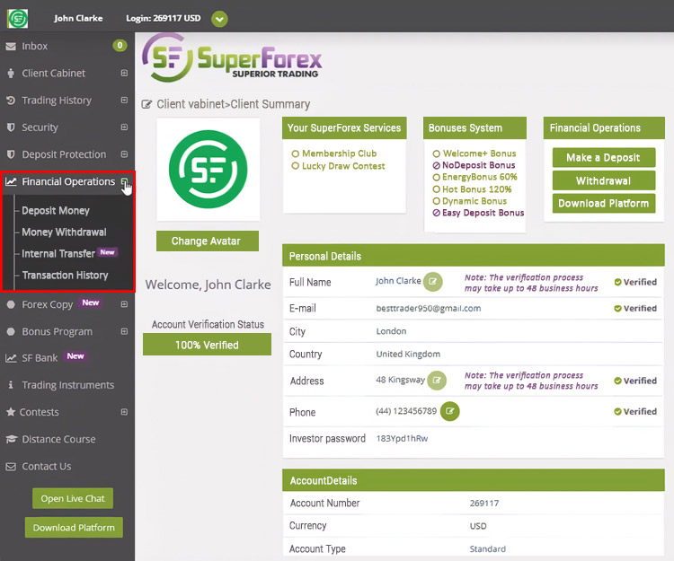 SuperForex Withdrawal 1