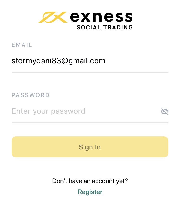 Sign in Exness Social Trading App