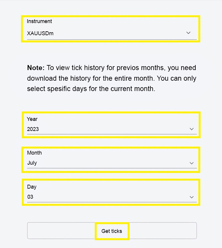 How to download Exness Tick History