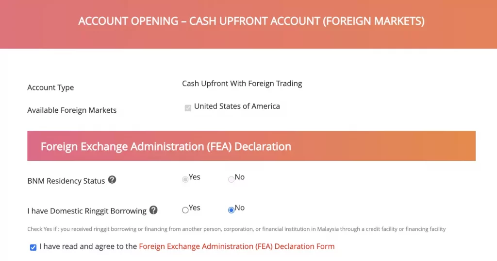 Rakuten Trade申请美股交易第二步_申报是否涉及Domestic Ringgit Borrowing