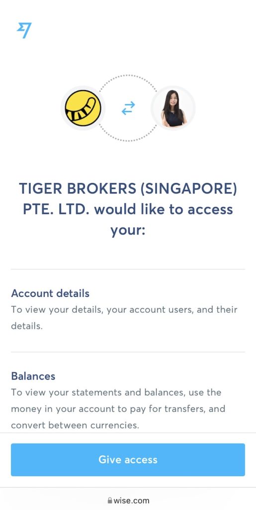 Wise入金老虎證券第三步c_點擊Give access