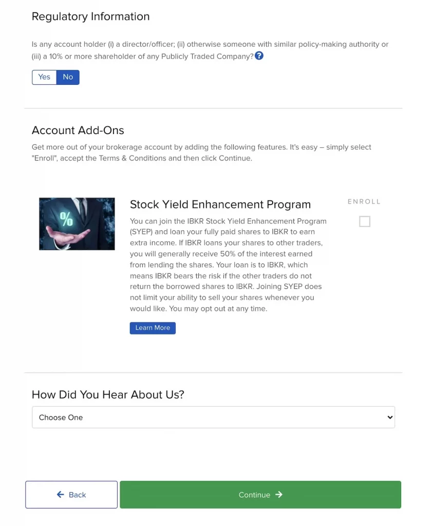IBKR开户第七步04_申报合规信息、是否参与借出股票、如何知道IB的渠道