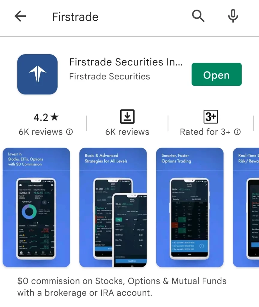 pp Store 或 Google Play Store下载 Firstrade