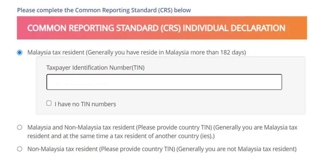 填写您的马来西亚纳税人身份证号码