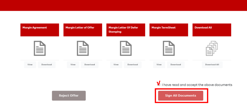 打勾在 I have read and accept the above documents，再点击红色的「Sign All Documents」