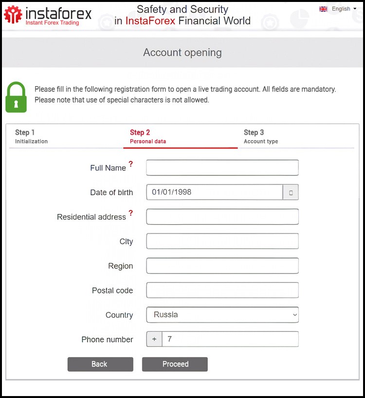 InstaForex Account Opening