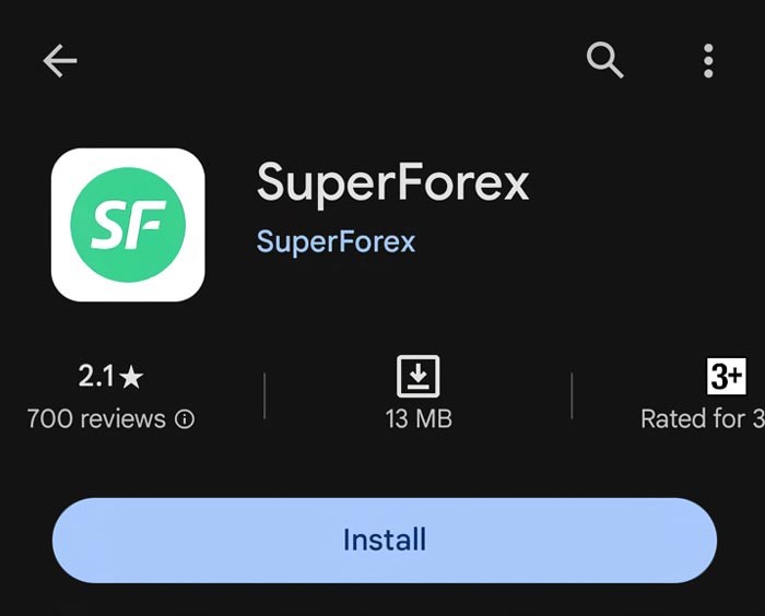 SuperForex App on PlayStore