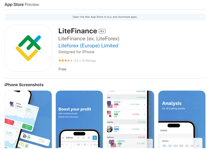 LiteFinance Mobile App on Apple Store