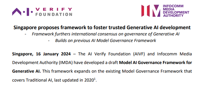 AIVF和IMDA共同推出《AI治理框架范本》草案