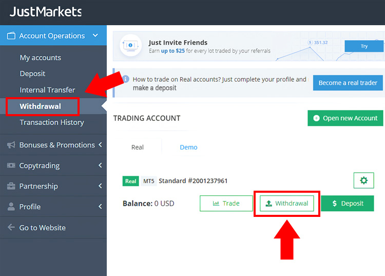 How to Make Withdrawal at Justmarkets