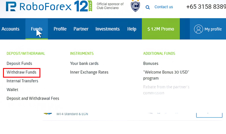 RoboForex Withdraw 1