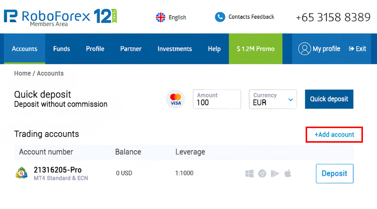 Open Account RoboForex 5