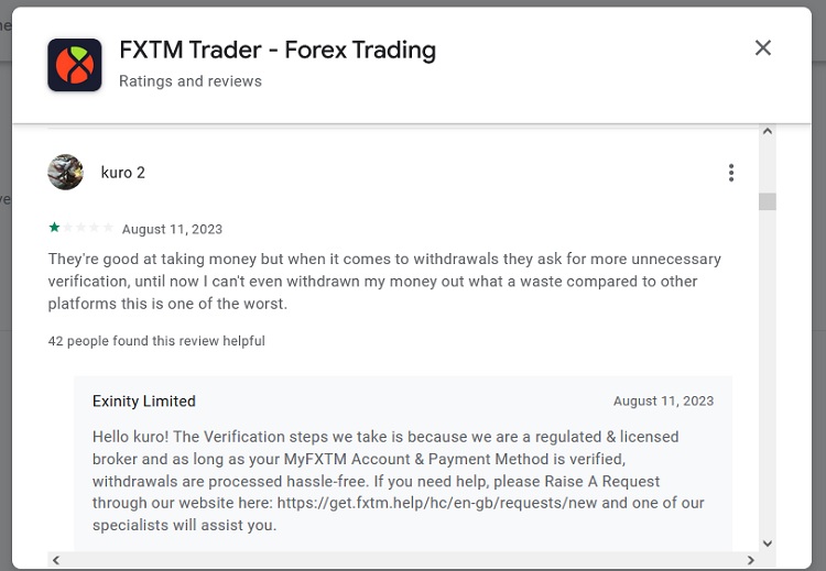 FXTM App 评论 2