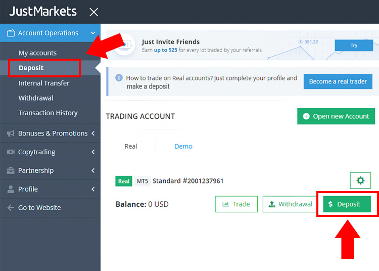 注册 JustMarkets 账户