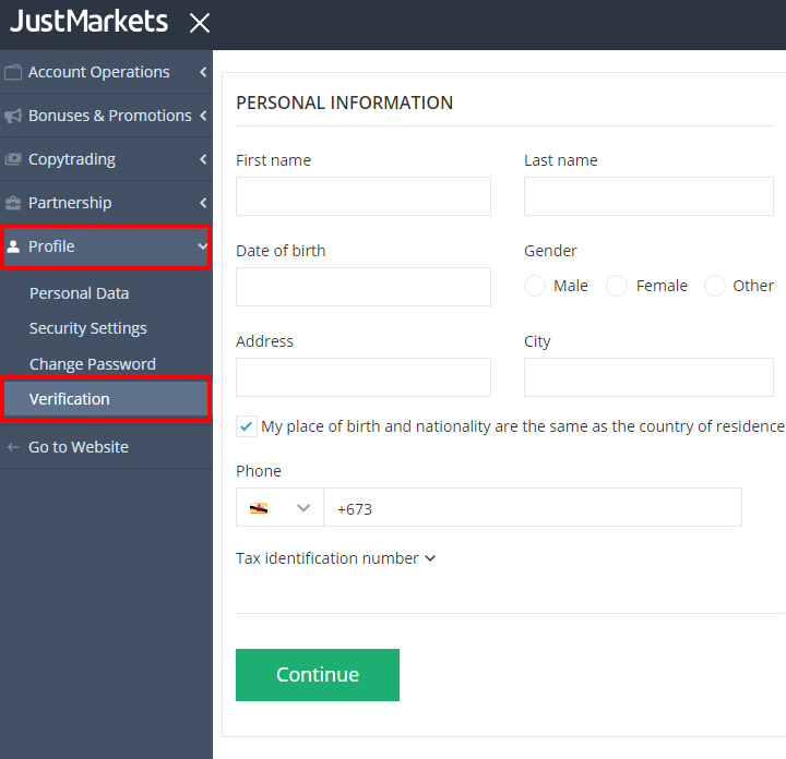 注册 JustMarkets 账户