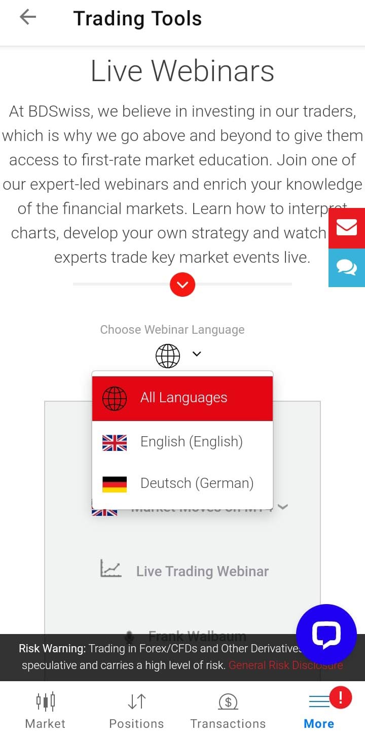 BDSwiss Mobile App