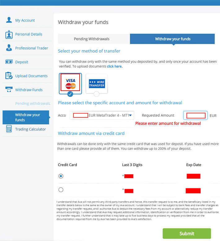 AvaTrade Withdrawal 2