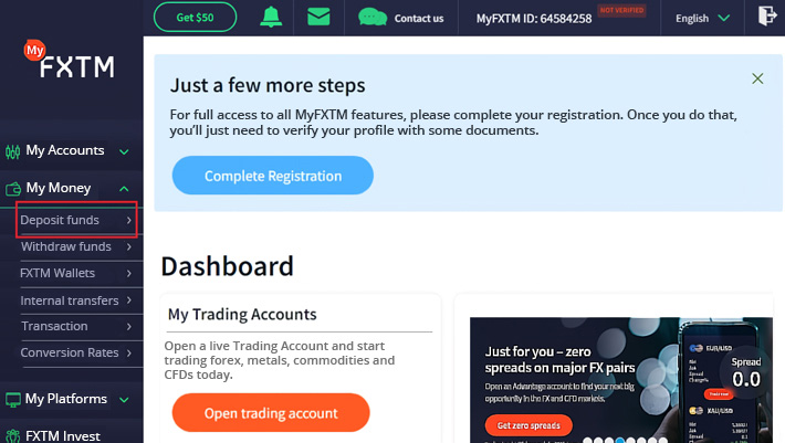 FXTM Deposit 1