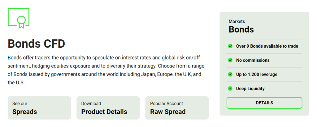 Bonds: Provides various popular global bonds