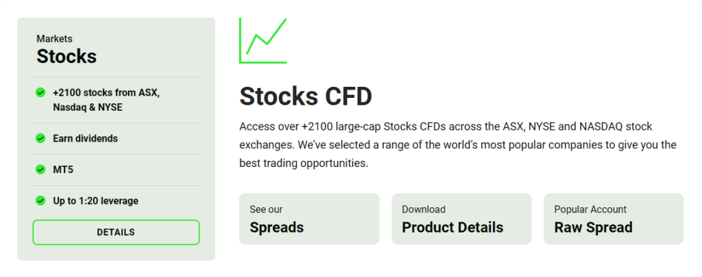 Stocks: Offers over 2,100 stocks