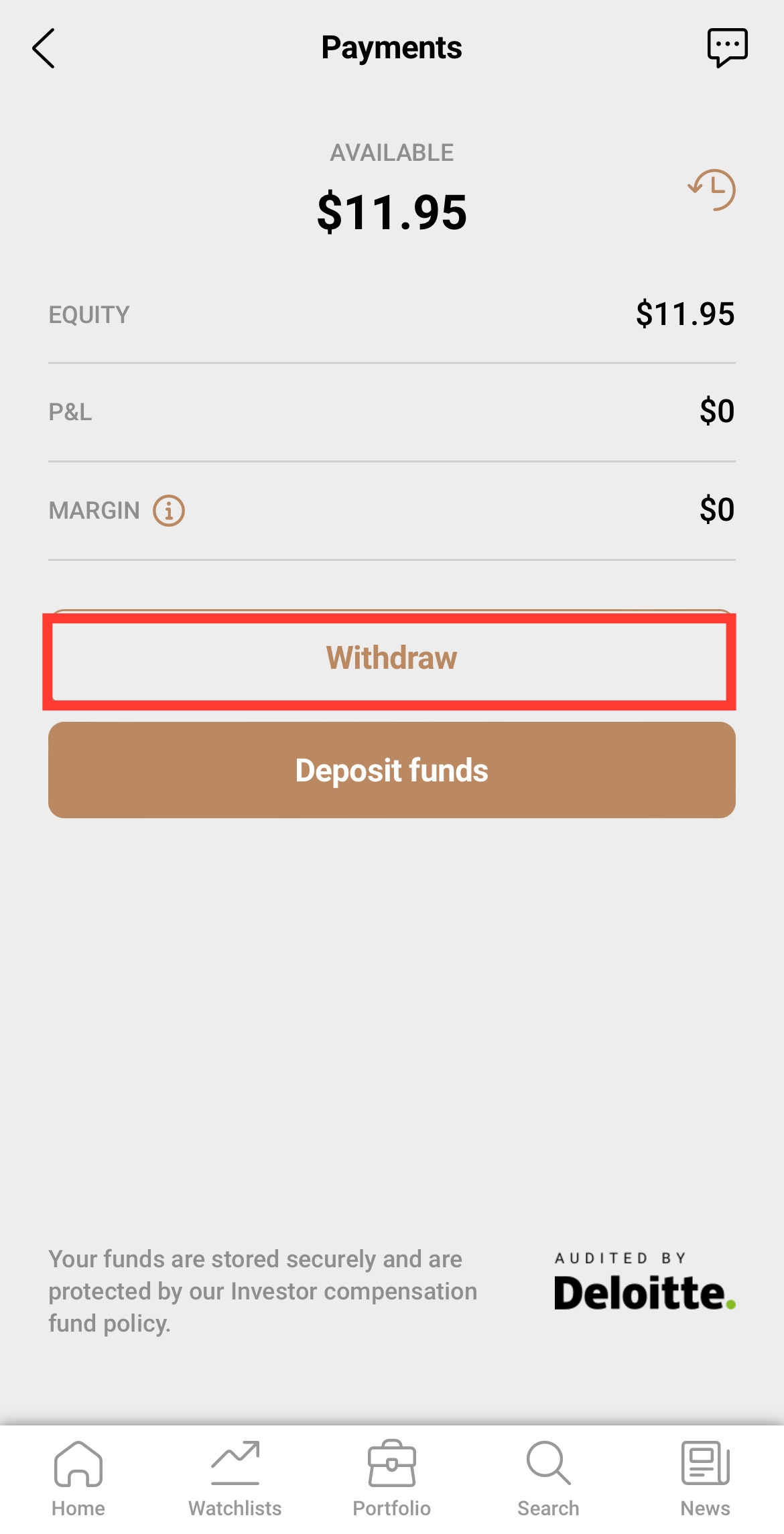 Withdraw funds and choose a payment method.