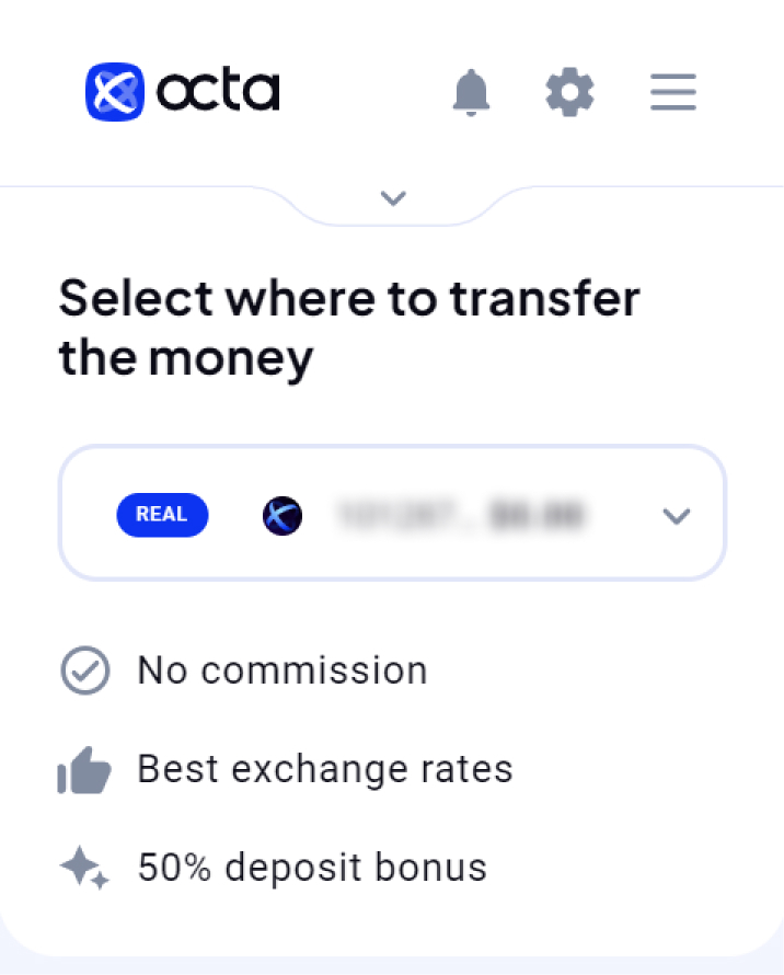 Select the account you want to fund.