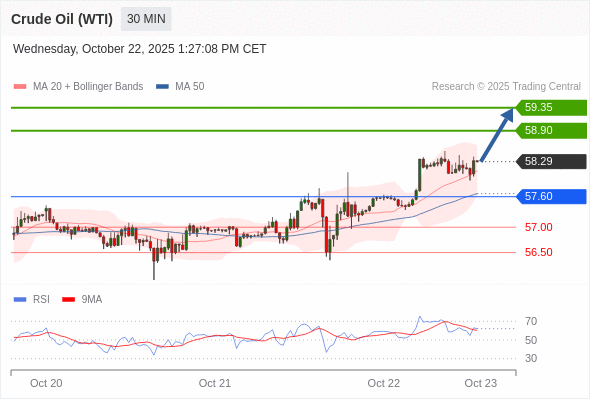 Crude Oil (WTI) (Z5) Intraday: the upside prevails.