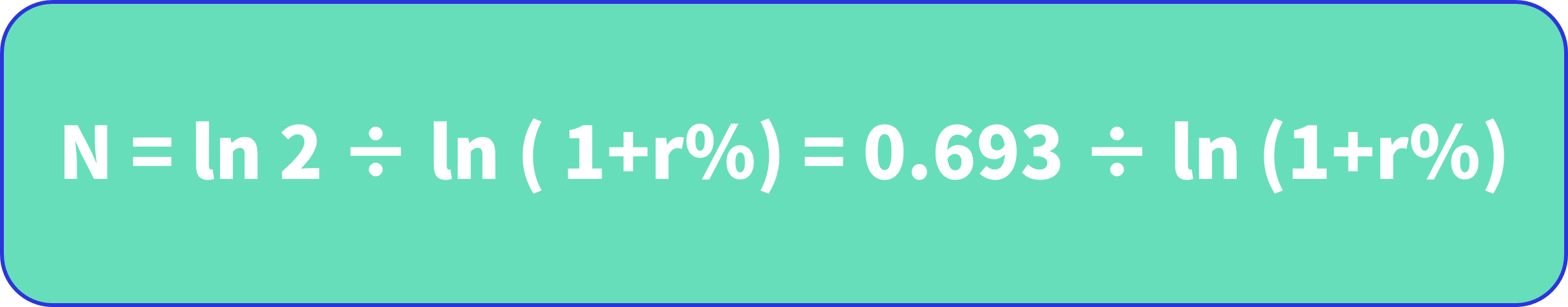 N = ln 2 ÷ ln (1+r%)