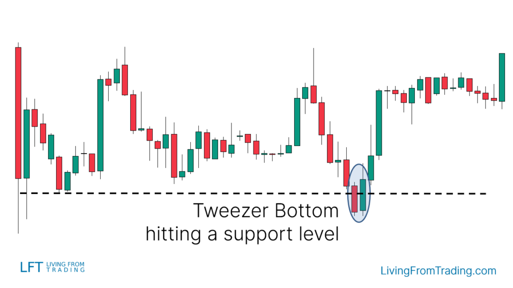 Trading the Tweezer Bottom with Support Levels