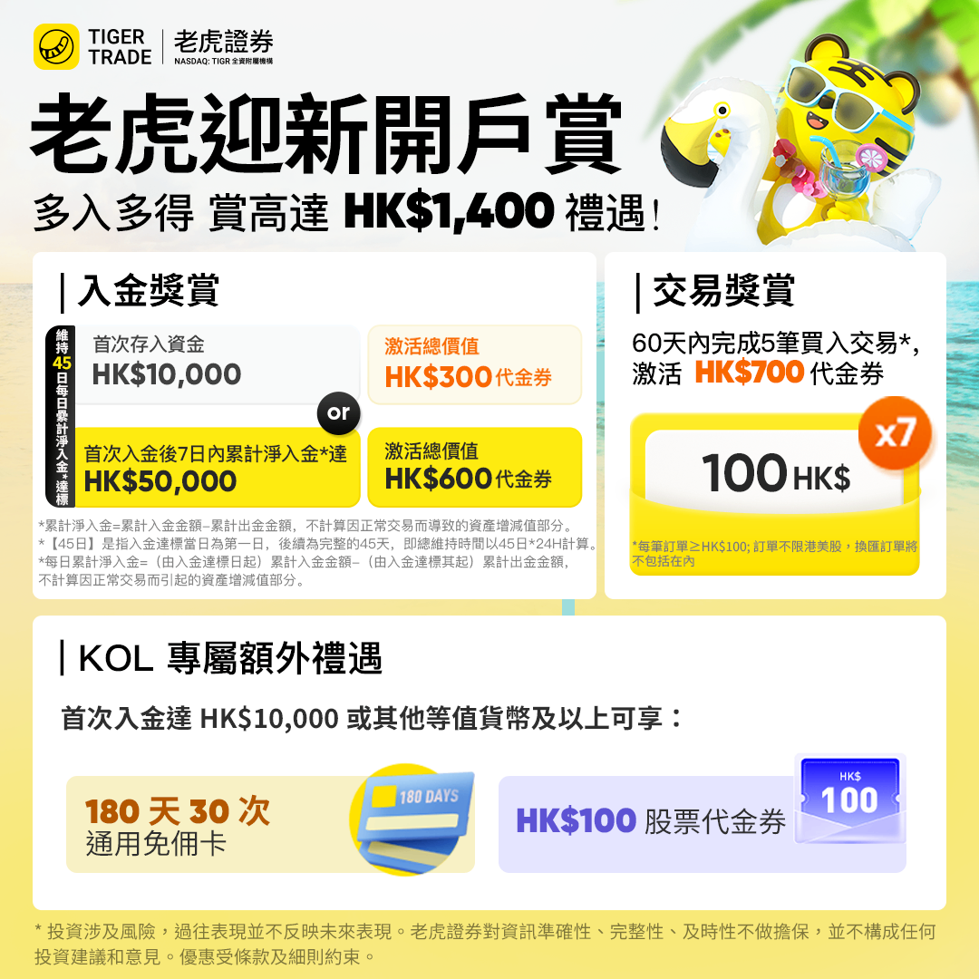 【老虎10月入金邀请码：HAWK8888】福利加满 周年庆最高补贴HK$1,300！