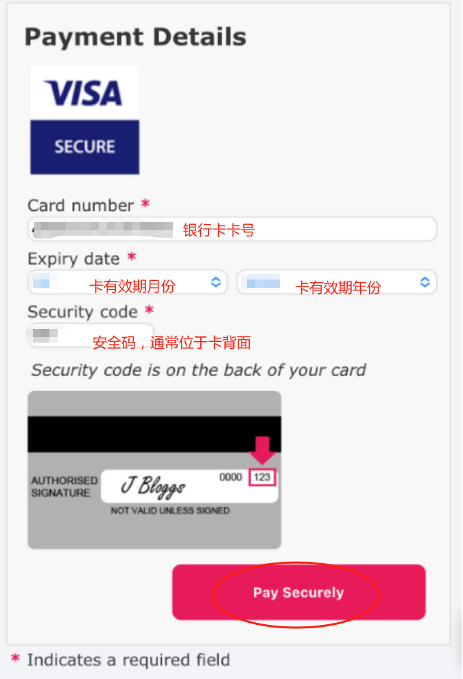 Fill in Card Information