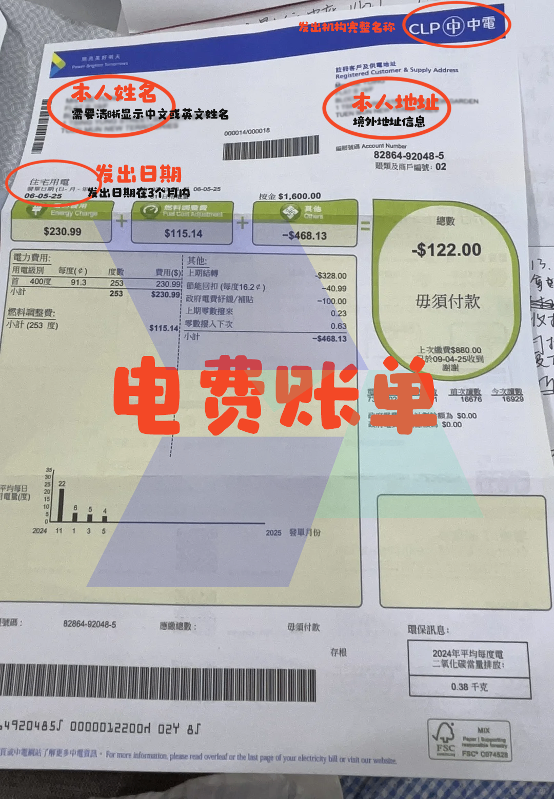 境外工作或生活证明_电费账单_hawkinsight